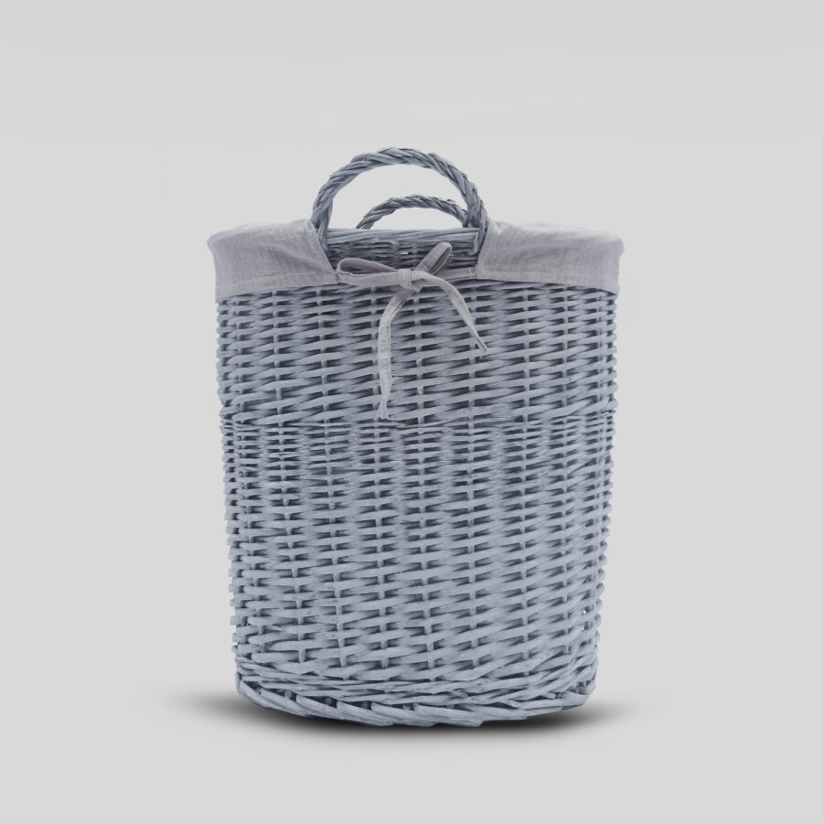 Buff Grey Round Log Basket
